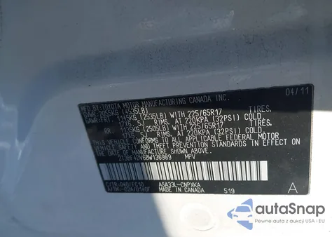 2011 Toyota Rav4 from USA, damaged, VIN 2T3BF4DV6BW136989